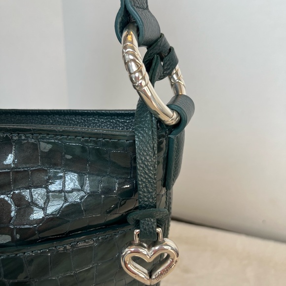NWOT Brighton Dark Green Croc-Embossed Shoulder Bag - Picture 4 of 9